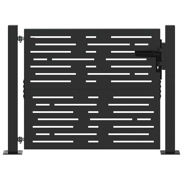 Grote foto vidaxl tuinpoort met slot zwart 100 x 100 cm gepoedercoat staal tuin en terras hekken en schuttingen