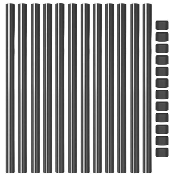 Grote foto vidaxl hekpalen 12 pcs grijs 70 cm poedergecoat staal tuin en terras overige tuin en terras