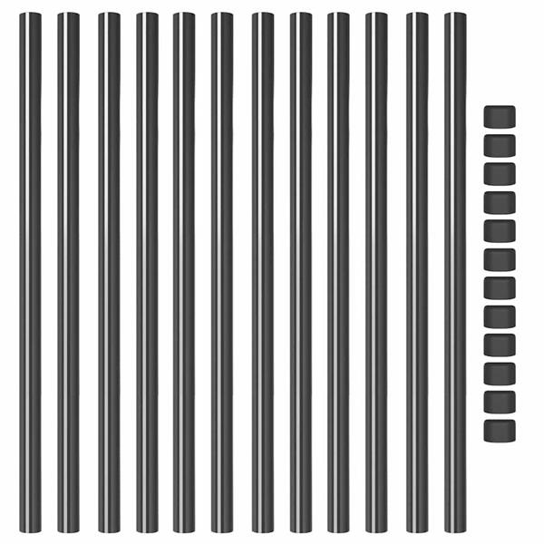 Grote foto vidaxl hekpalen 12 pcs grijs 100 cm poedergecoat staal tuin en terras overige tuin en terras