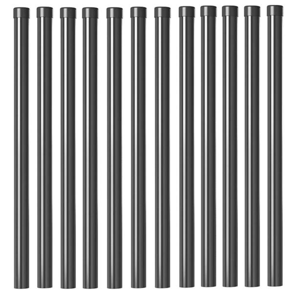 Grote foto vidaxl hekpalen 12 pcs grijs 70 cm poedergecoat staal tuin en terras overige tuin en terras