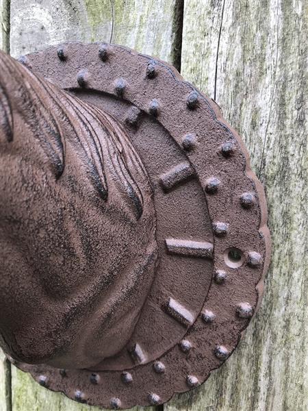 Grote foto een mooie deurbel met paardenhoofd gevestigd op een fraaie achtergrond heel leuk doe het zelf en verbouw deuren en horren