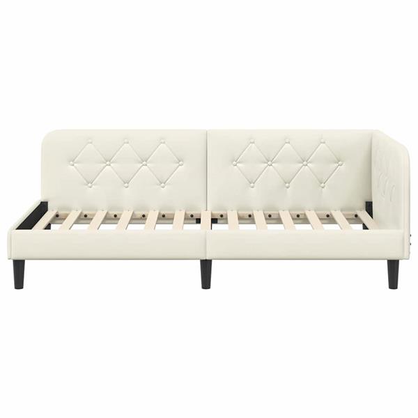 Grote foto vidaxl hoekbedframe met hoofdeinde cr me 100 x 200 cm fluweel antiek en kunst stoelen en banken