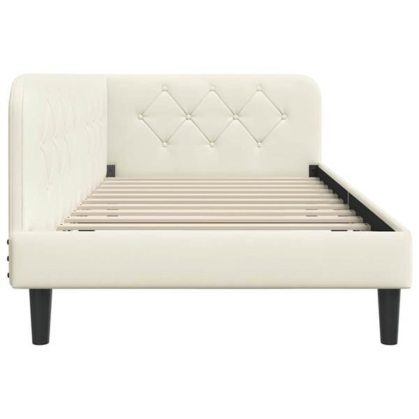 Grote foto vidaxl hoekbedframe met hoofdeinde cr me 100 x 200 cm fluweel antiek en kunst stoelen en banken