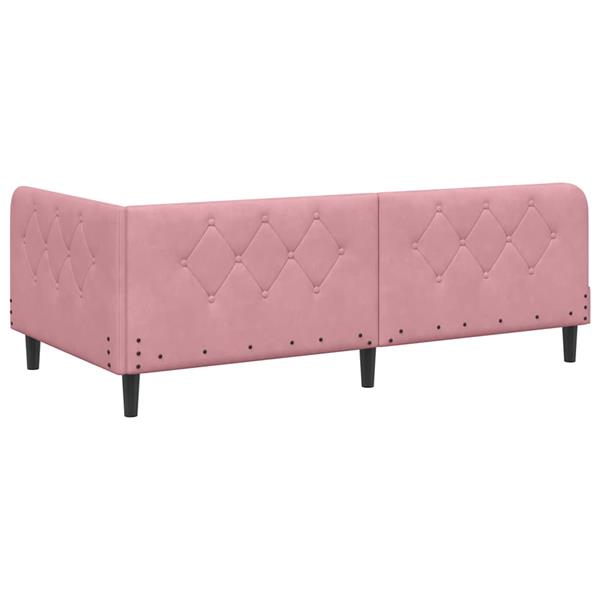 Grote foto vidaxl hoekbedframe met hoofdeinde roze 100 x 200 cm fluweel antiek en kunst stoelen en banken