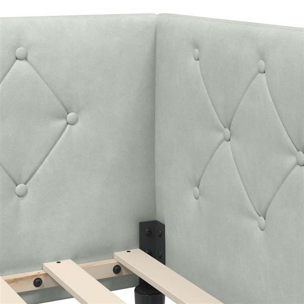 Grote foto vidaxl hoekbedframe met hoofdeinde lichtgrijs 90 x 190 cm fluweel antiek en kunst stoelen en banken