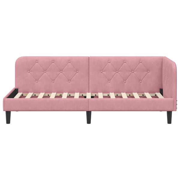 Grote foto vidaxl hoekbedframe met hoofdeinde roze 80 x 200 cm fluweel antiek en kunst stoelen en banken
