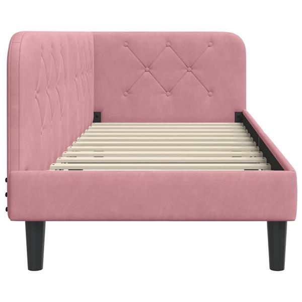 Grote foto vidaxl hoekbedframe met hoofdeinde roze 80 x 200 cm fluweel antiek en kunst stoelen en banken