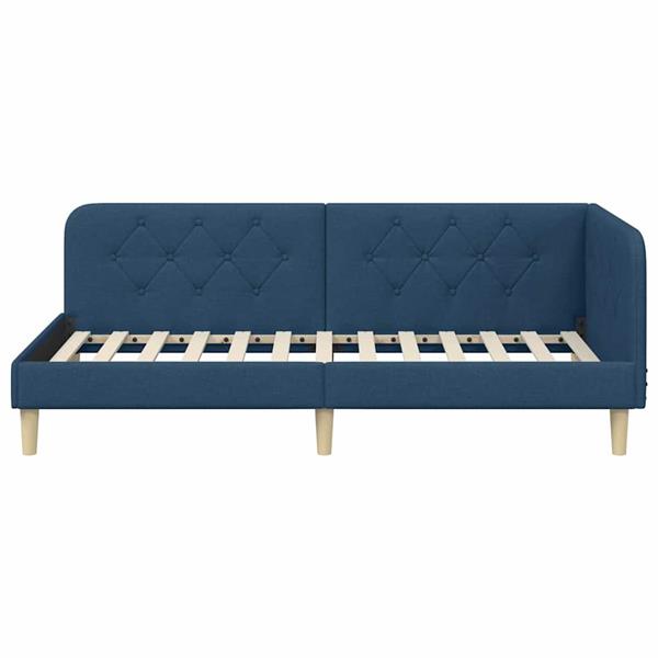 Grote foto vidaxl hoekbedframe met hoofdeinde blauw 90 x 200 cm stof antiek en kunst stoelen en banken