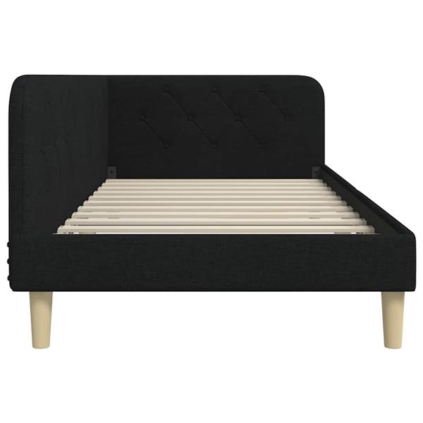 Grote foto vidaxl hoekbedframe met hoofdeinde zwart 90 x 200 cm stof antiek en kunst stoelen en banken