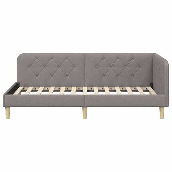 Grote foto vidaxl hoekbedframe met hoofdeinde taupe 90 x 190 cm stof antiek en kunst stoelen en banken