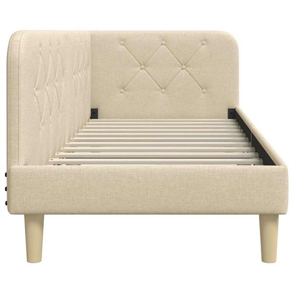 Grote foto vidaxl hoekbedframe met hoofdeinde cr me 80 x 200 cm stof antiek en kunst stoelen en banken