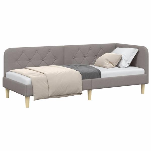 Grote foto vidaxl hoekbedframe met hoofdeinde taupe 80 x 200 cm stof antiek en kunst stoelen en banken