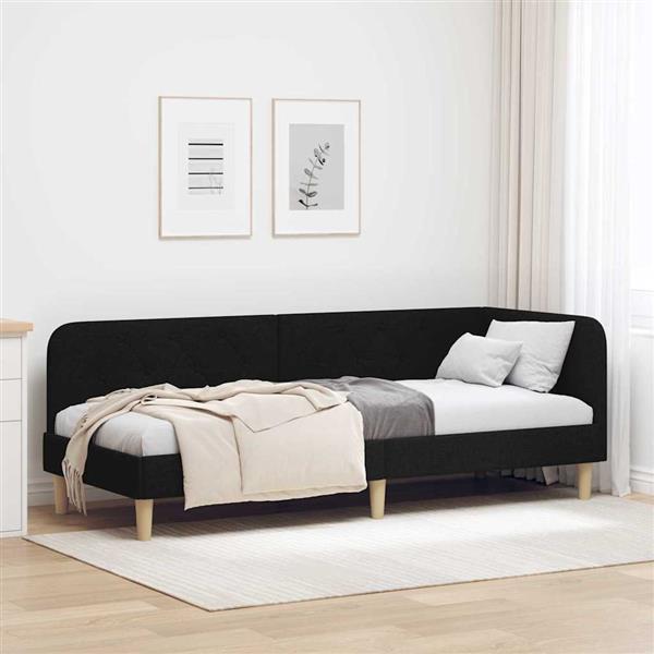 Grote foto vidaxl hoekbedframe met hoofdeinde zwart 80 x 200 cm stof antiek en kunst stoelen en banken