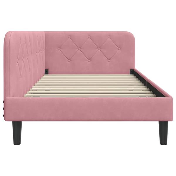 Grote foto vidaxl hoekbedframe met hoofdeinde roze 100 x 200 cm fluweel antiek en kunst stoelen en banken