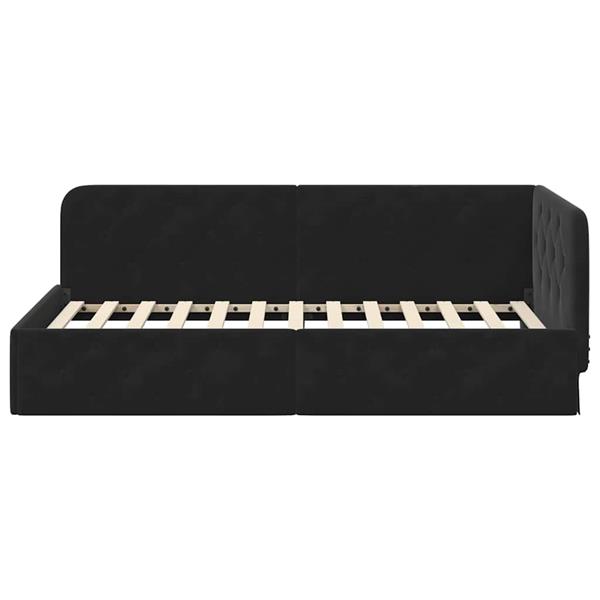 Grote foto vidaxl hoekbedframe met hoofdeinde zwart 100 x 200 cm fluweel antiek en kunst stoelen en banken