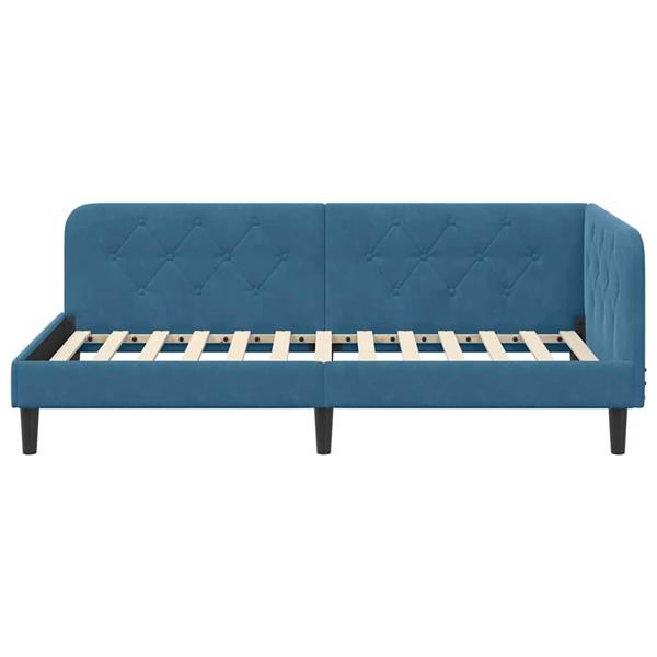 Grote foto vidaxl hoekbedframe met hoofdeinde blauw 100 x 200 cm fluweel antiek en kunst stoelen en banken