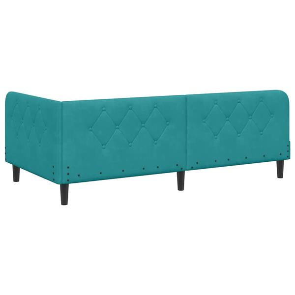 Grote foto vidaxl hoekbedframe met hoofdeinde turquoise 90 x 200 cm fluweel antiek en kunst stoelen en banken