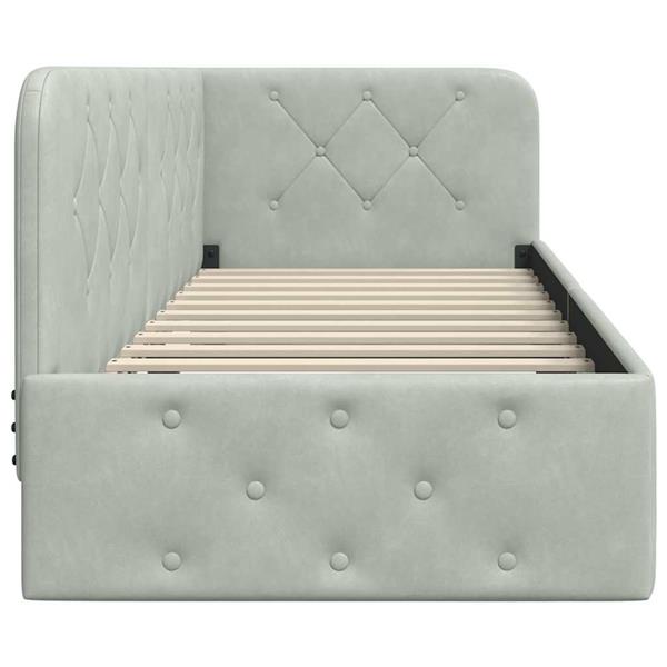 Grote foto vidaxl hoekbedframe met hoofdeinde lichtgrijs 80 x 200 cm fluweel antiek en kunst stoelen en banken