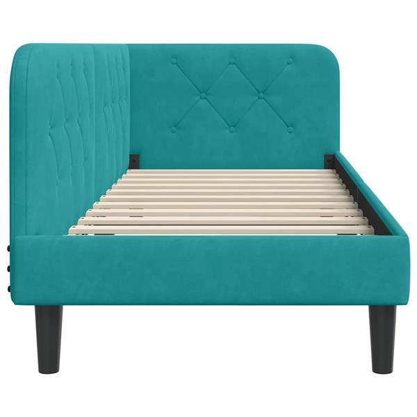 Grote foto vidaxl hoekbedframe met hoofdeinde turquoise 80 x 200 cm fluweel antiek en kunst stoelen en banken