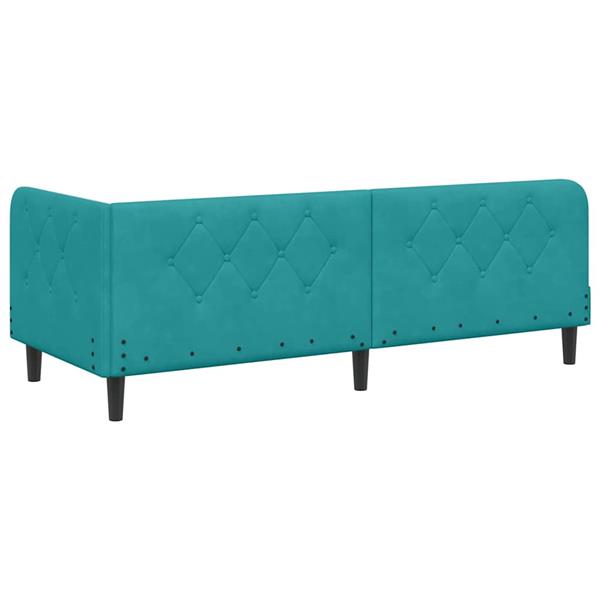 Grote foto vidaxl hoekbedframe met hoofdeinde turquoise 80 x 200 cm fluweel antiek en kunst stoelen en banken