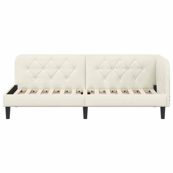 Grote foto vidaxl hoekbedframe met hoofdeinde cr me 80 x 200 cm fluweel antiek en kunst stoelen en banken