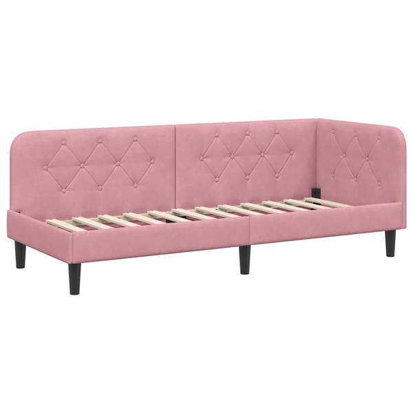Grote foto vidaxl hoekbedframe met hoofdeinde roze 80 x 200 cm fluweel antiek en kunst stoelen en banken