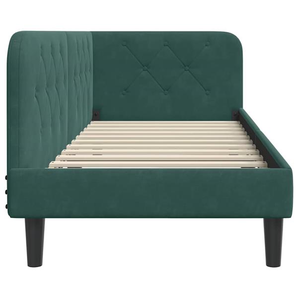 Grote foto vidaxl hoekbedframe met hoofdeinde donkergroen 80 x 200 cm fluweel antiek en kunst stoelen en banken