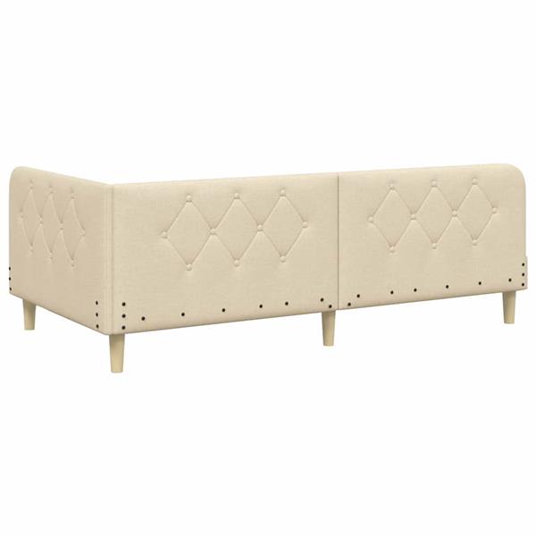 Grote foto vidaxl hoekbedframe met hoofdeinde cr me 100 x 200 cm stof antiek en kunst stoelen en banken