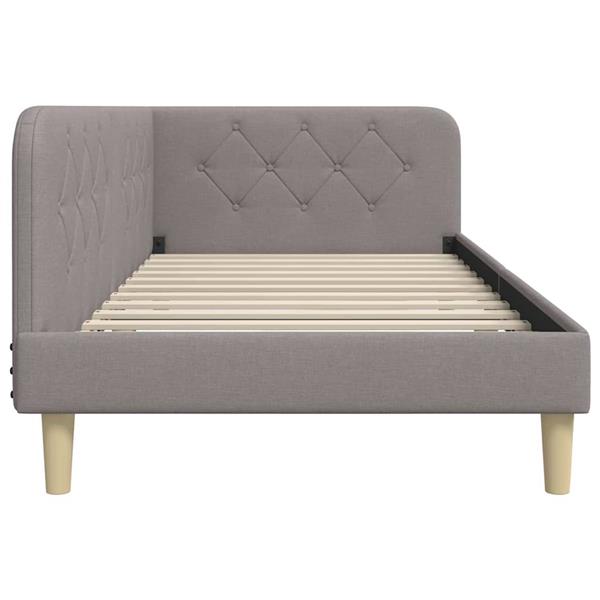 Grote foto vidaxl hoekbedframe met hoofdeinde taupe 100 x 200 cm stof antiek en kunst stoelen en banken