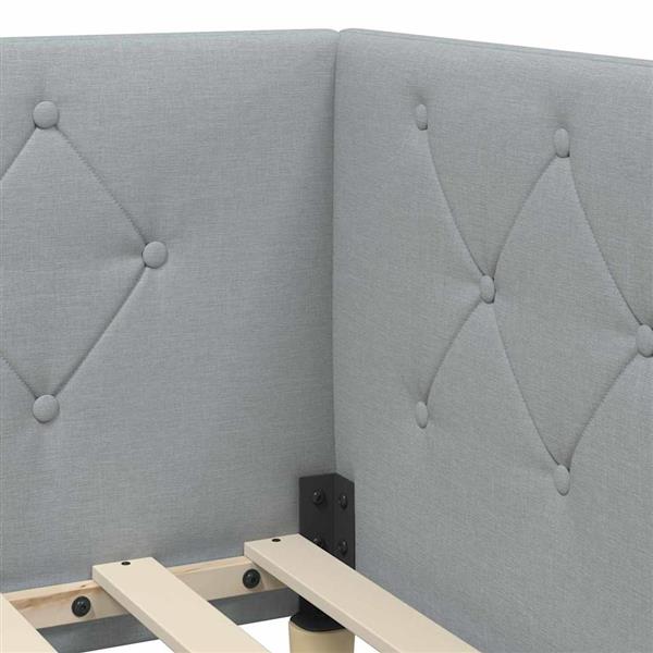 Grote foto vidaxl hoekbedframe met hoofdeinde lichtgrijs 100 x 200 cm stof antiek en kunst stoelen en banken