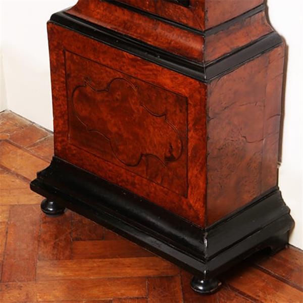 Grote foto amsterdams staand horloge in wortelnoten gesign. jan gobels ca 1765 no.332405 antiek en kunst overige in antiek gebruiksvoorwerpen