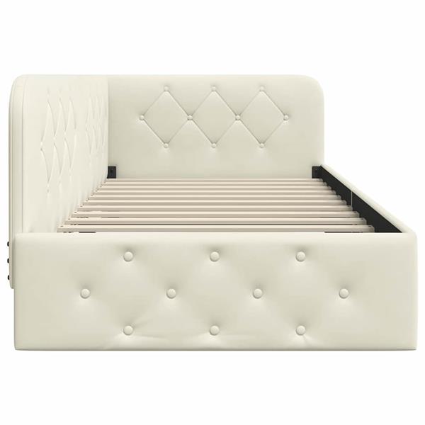 Grote foto vidaxl hoekbedframe met hoofdeinde cr me 90 x 200 cm fluweel antiek en kunst stoelen en banken