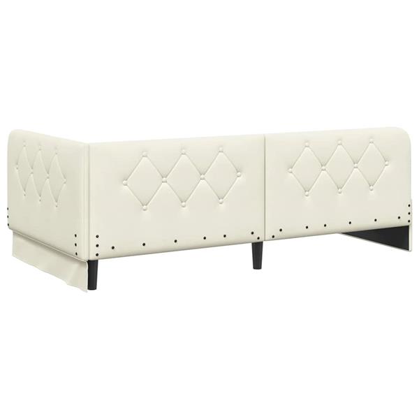 Grote foto vidaxl hoekbedframe met hoofdeinde cr me 90 x 190 cm fluweel antiek en kunst stoelen en banken