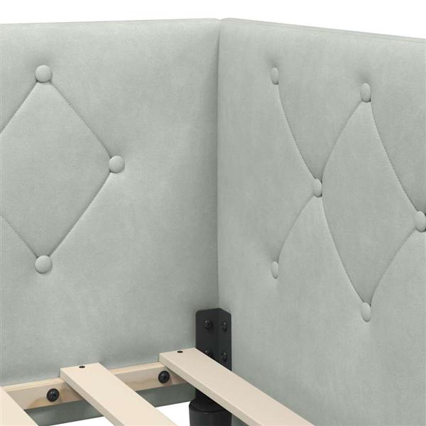 Grote foto vidaxl hoekbedframe met hoofdeinde lichtgrijs 80 x 200 cm fluweel antiek en kunst stoelen en banken