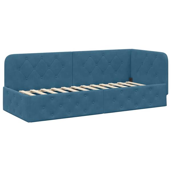 Grote foto vidaxl hoekbedframe met hoofdeinde blauw 80 x 200 cm fluweel antiek en kunst stoelen en banken