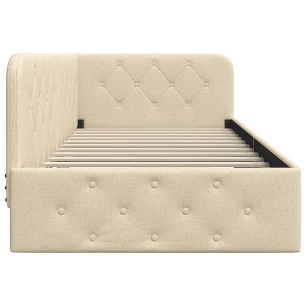 Grote foto vidaxl hoekbedframe met hoofdeinde cr me 100 x 200 cm stof antiek en kunst stoelen en banken