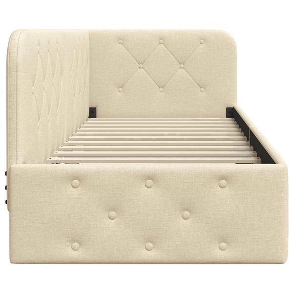 Grote foto vidaxl hoekbedframe met hoofdeinde cr me 80 x 200 cm stof antiek en kunst stoelen en banken