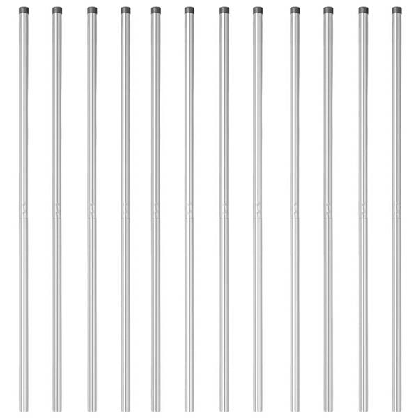 Grote foto vidaxl hekpalen 12 pcs zilver poedergecoat staal tuin en terras overige tuin en terras