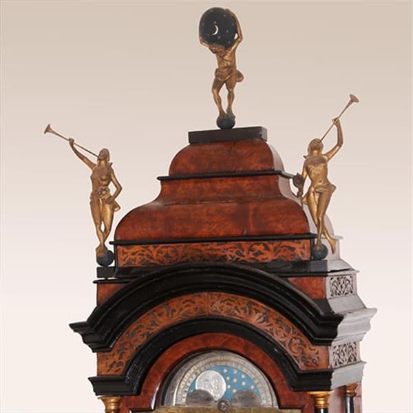 Grote foto amsterdams staand horloge in wortelnoten gesign. jan gobels ca 1765 no.332405 antiek en kunst overige in antiek gebruiksvoorwerpen
