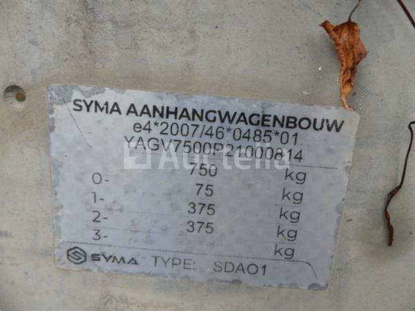 Grote foto 750 kg aluminium dubbelassige aanhangwagen syma sdao1 agrarisch aanhangwagens