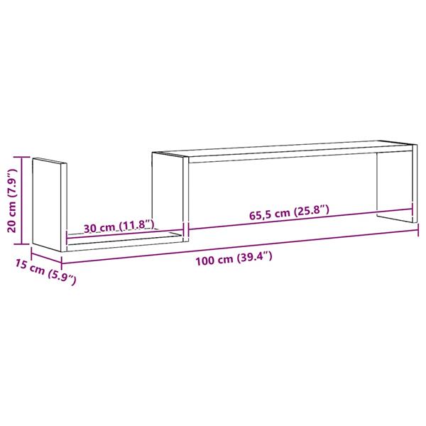 Grote foto vidaxl wandschappen 2 st 100x15x20 cm bewerkt hout zwart huis en inrichting woningdecoratie