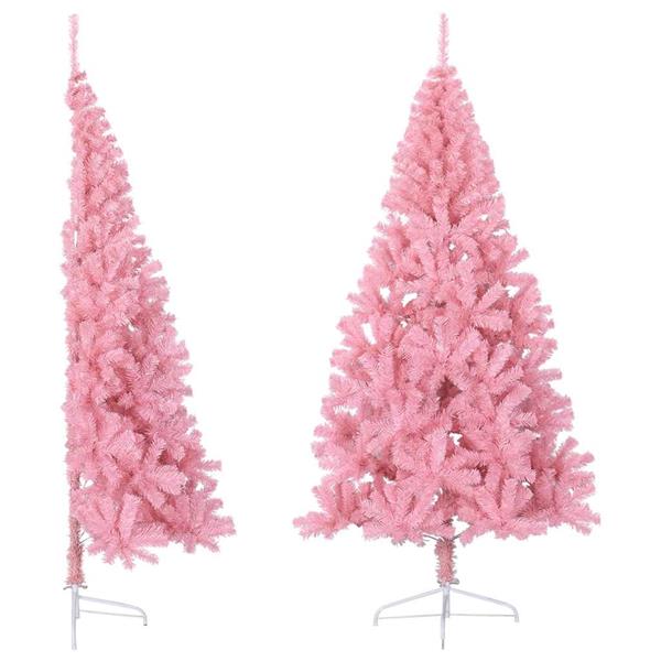 Grote foto vidaxl kunstkerstboom met standaard half 180 cm pvc roze diversen overige diversen