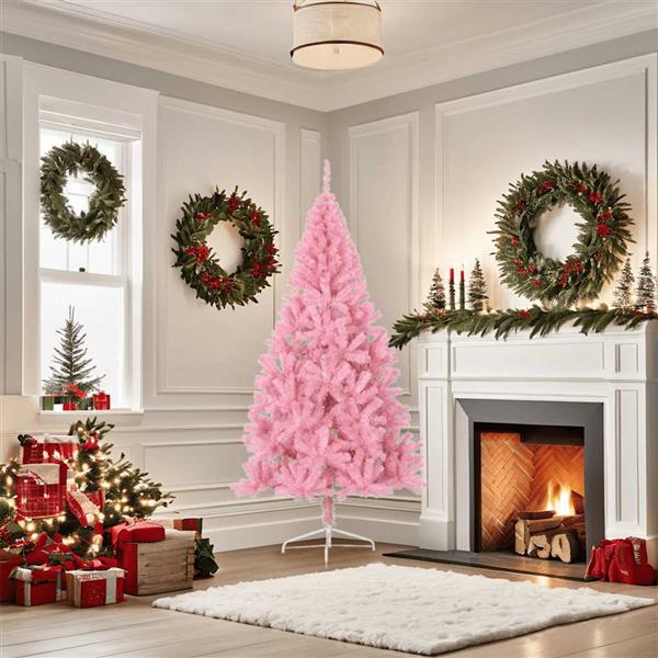 Grote foto vidaxl kunstkerstboom met standaard half 180 cm pvc roze diversen overige diversen