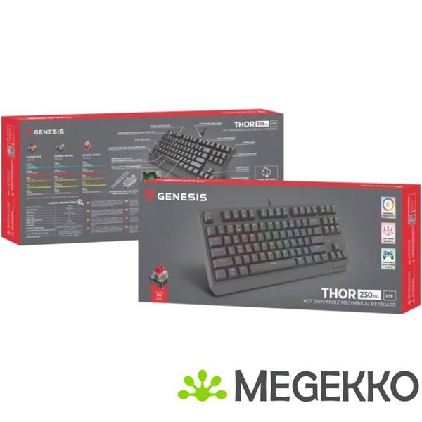 Grote foto genesis nkg 2076 thor 230 tkl lite rgb toetsenbord zwart computers en software toetsenborden
