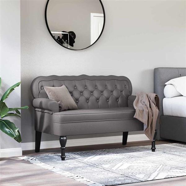 Grote foto vidaxl chesterfield bank grijs 119.5 x 64.5 x 75 cm nep leer huis en inrichting overige huis en inrichting