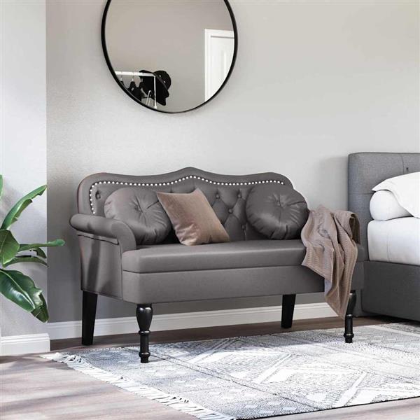 Grote foto vidaxl chesterfield bank met kussen grijs 120 5 x 65 x 75 cm nep leer huis en inrichting overige huis en inrichting