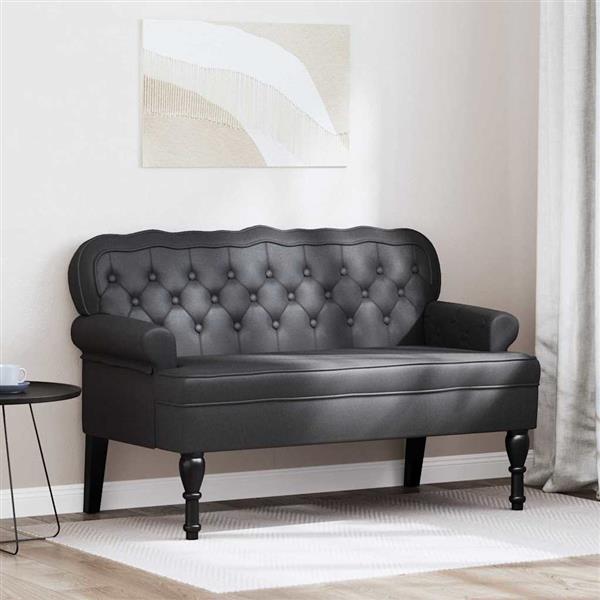 Grote foto vidaxl chesterfield bank zwart 119.5 x 64.5 x 75 cm nep leer huis en inrichting overige huis en inrichting