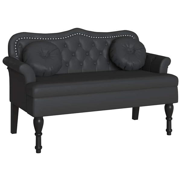 Grote foto vidaxl chesterfield bank met kussen zwart 120 5 x 65 x 75 cm nep leer huis en inrichting overige huis en inrichting