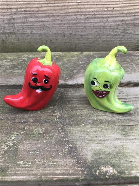Grote foto zout en peper potjes hot chili peppers erg leuk huis en inrichting woningdecoratie