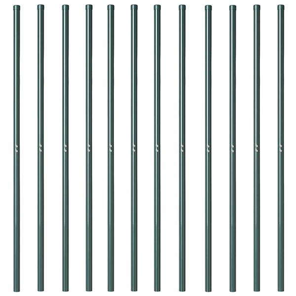 Grote foto vidaxl hekpalen 12 pcs groen poedergecoat staal tuin en terras overige tuin en terras